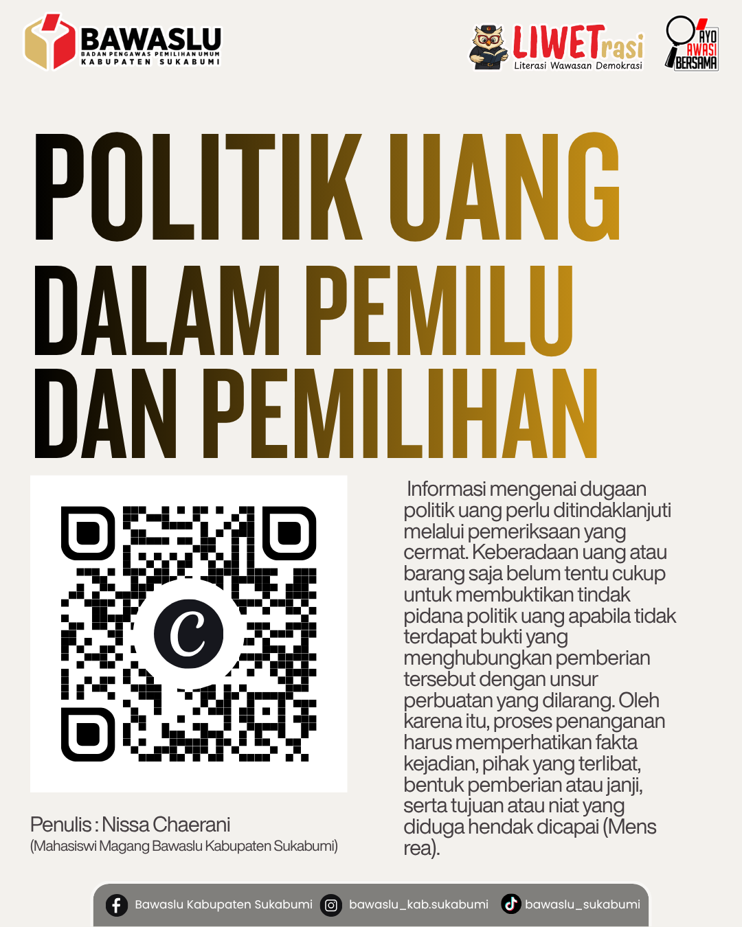 ARTIKEL MONEY POLITIK DALAM PEMILU DAN PEMILIHAN